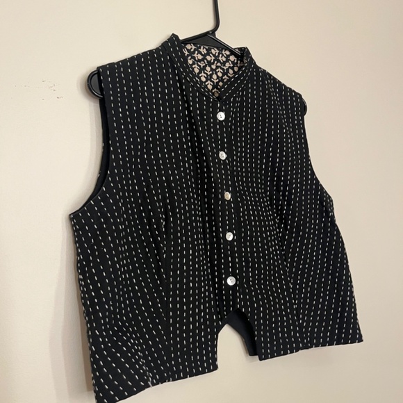 Vintage hand stitched cotton vest M - Picture 3 of 6
